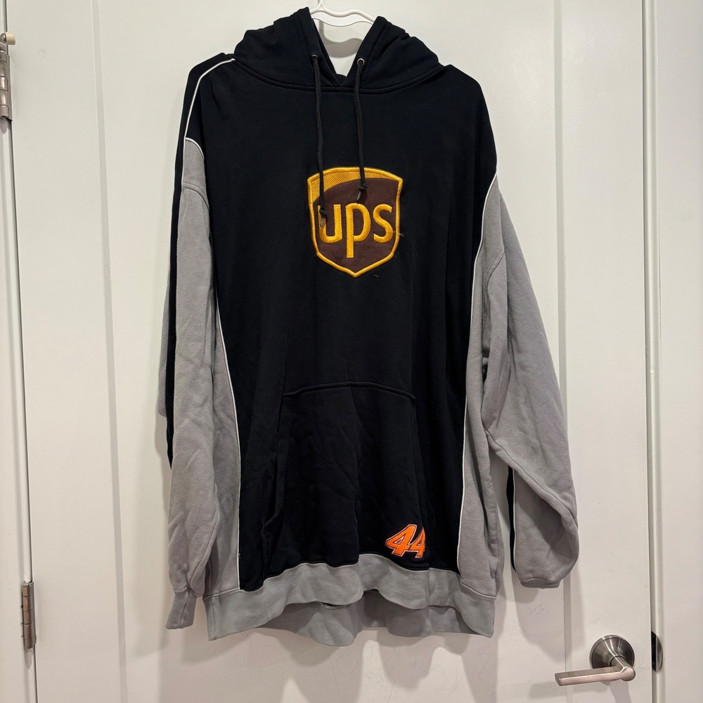 Chase Authentics UPS NASCAR Dale Jarrett 44 Racing Hoodie Black Grey Mens XL